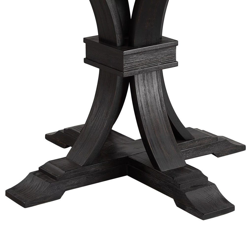 Distressed Black Finish Round Pedestal Dining Table M495