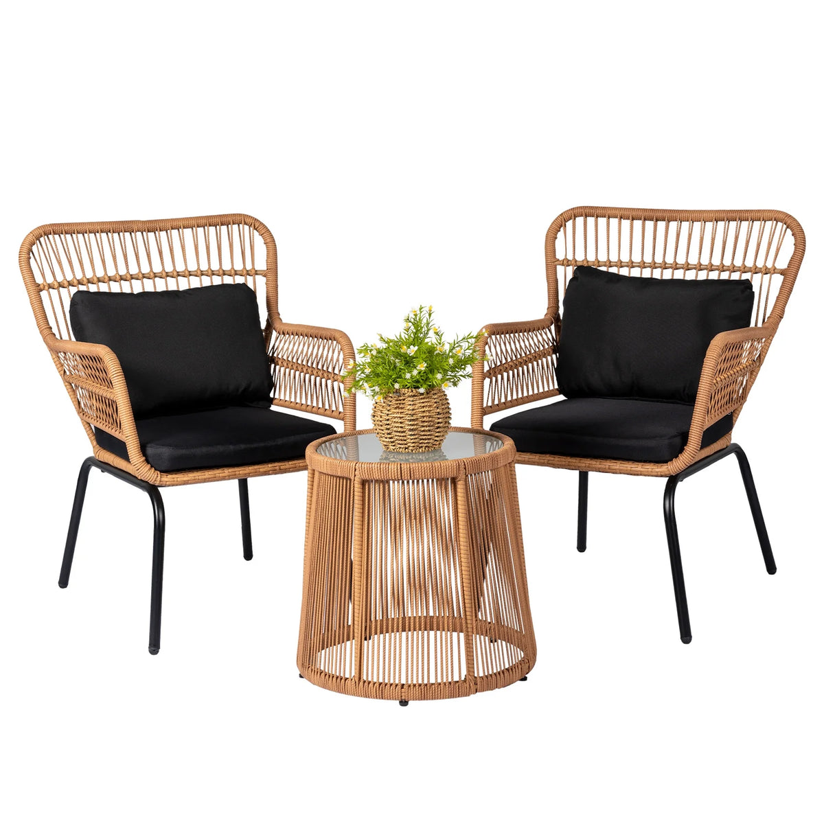 3 Piece All-Weather Wicker Bistro Set with Table Q643