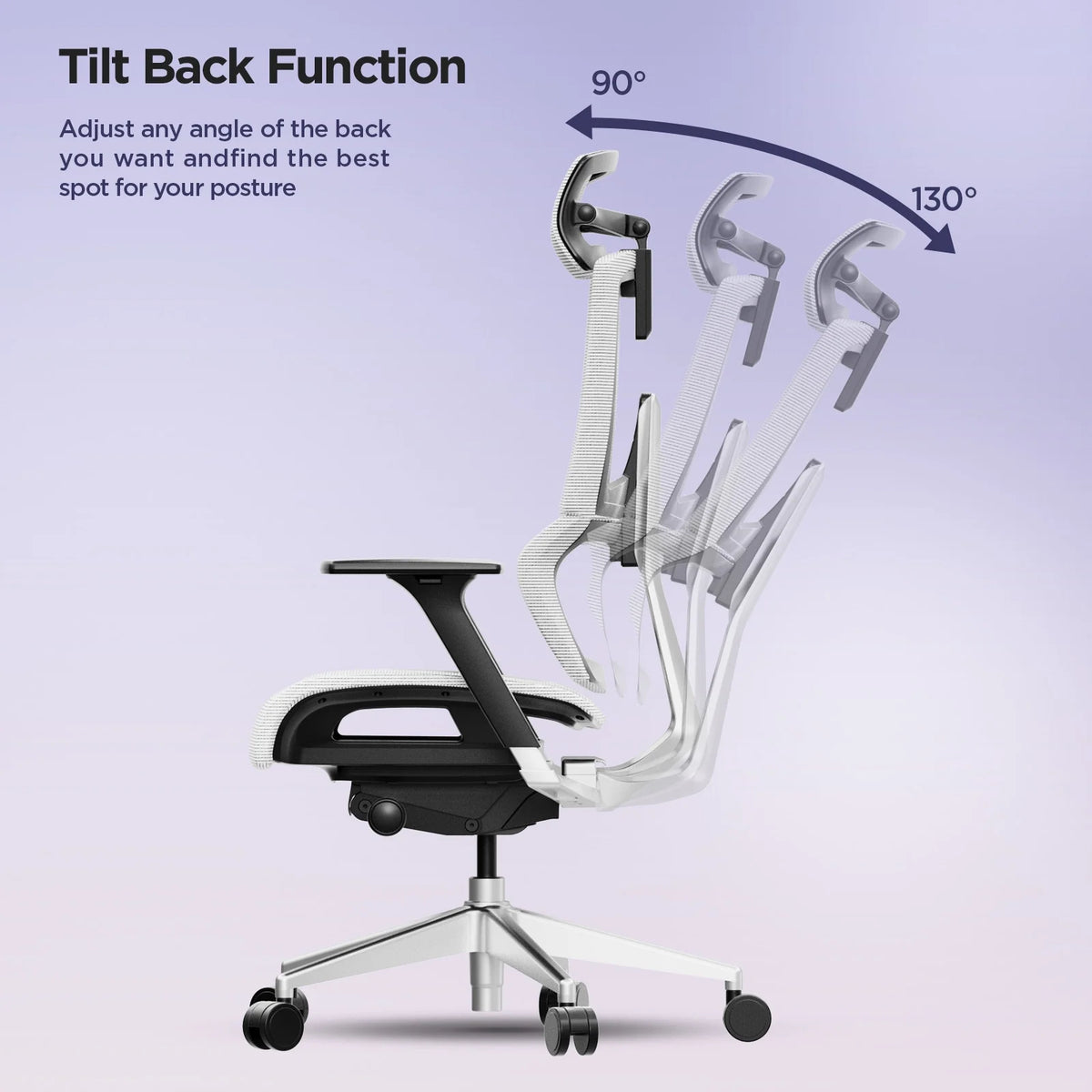 White Ergonomic Office Chair with Lumbar Support Y279722