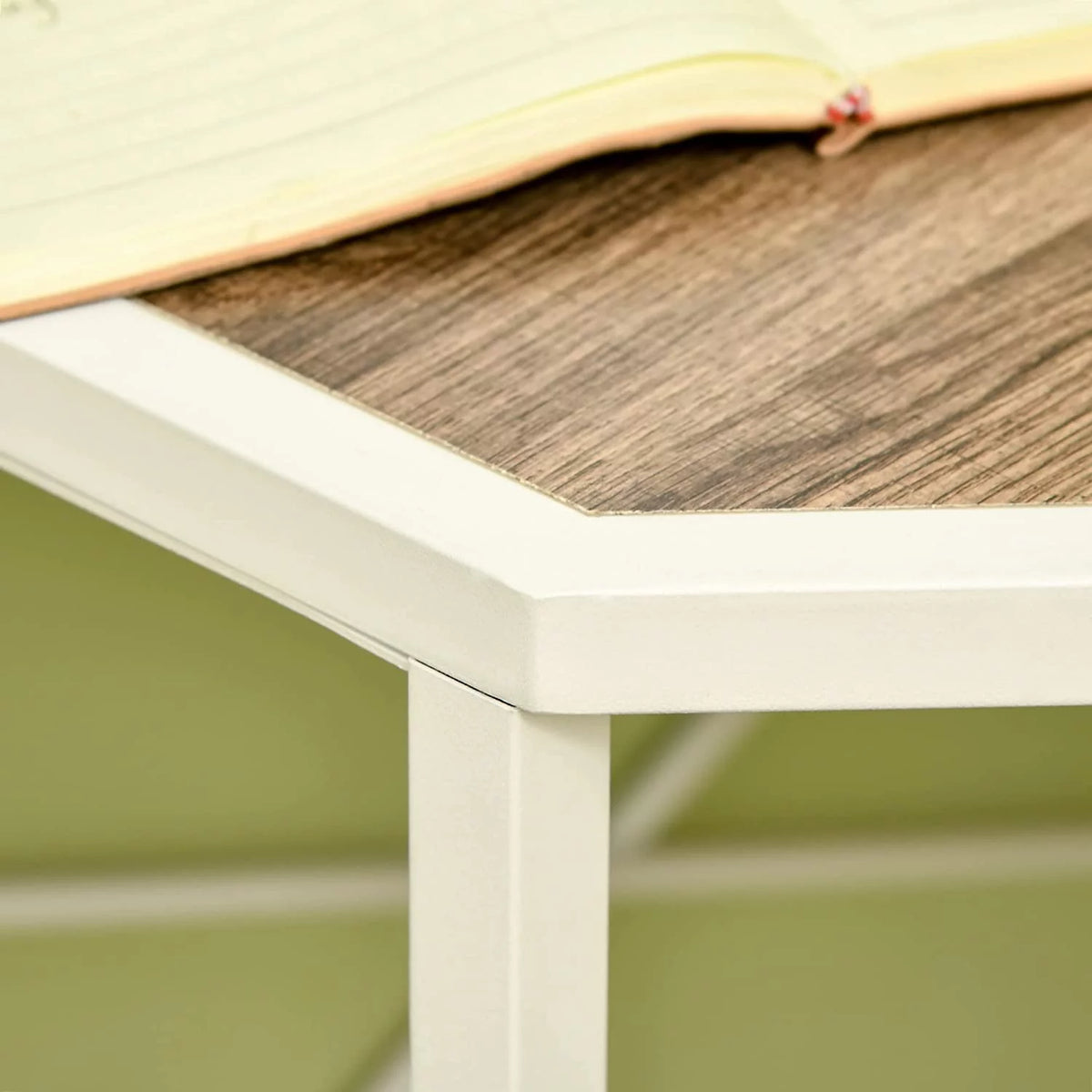 White Corner Computer Desk with Steel Frame B82563
