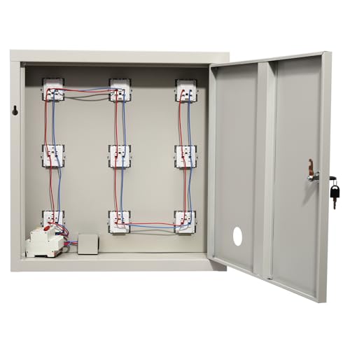 9 Bay Steel Cell Phone Locker with Charger and Key Lock A3901