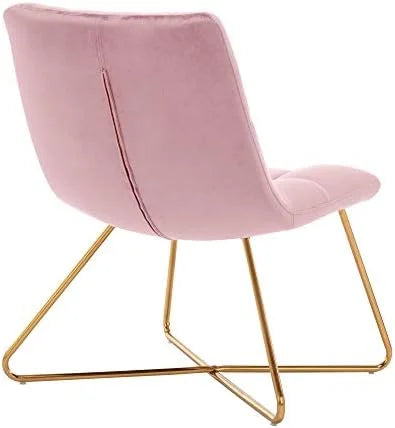 White Faux Fur Upholstered Accent Chair with Gold Legs Y242499