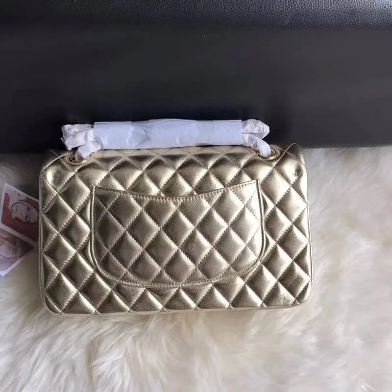 Gold Medium Size Lambskin Leather Flap Bag T359130