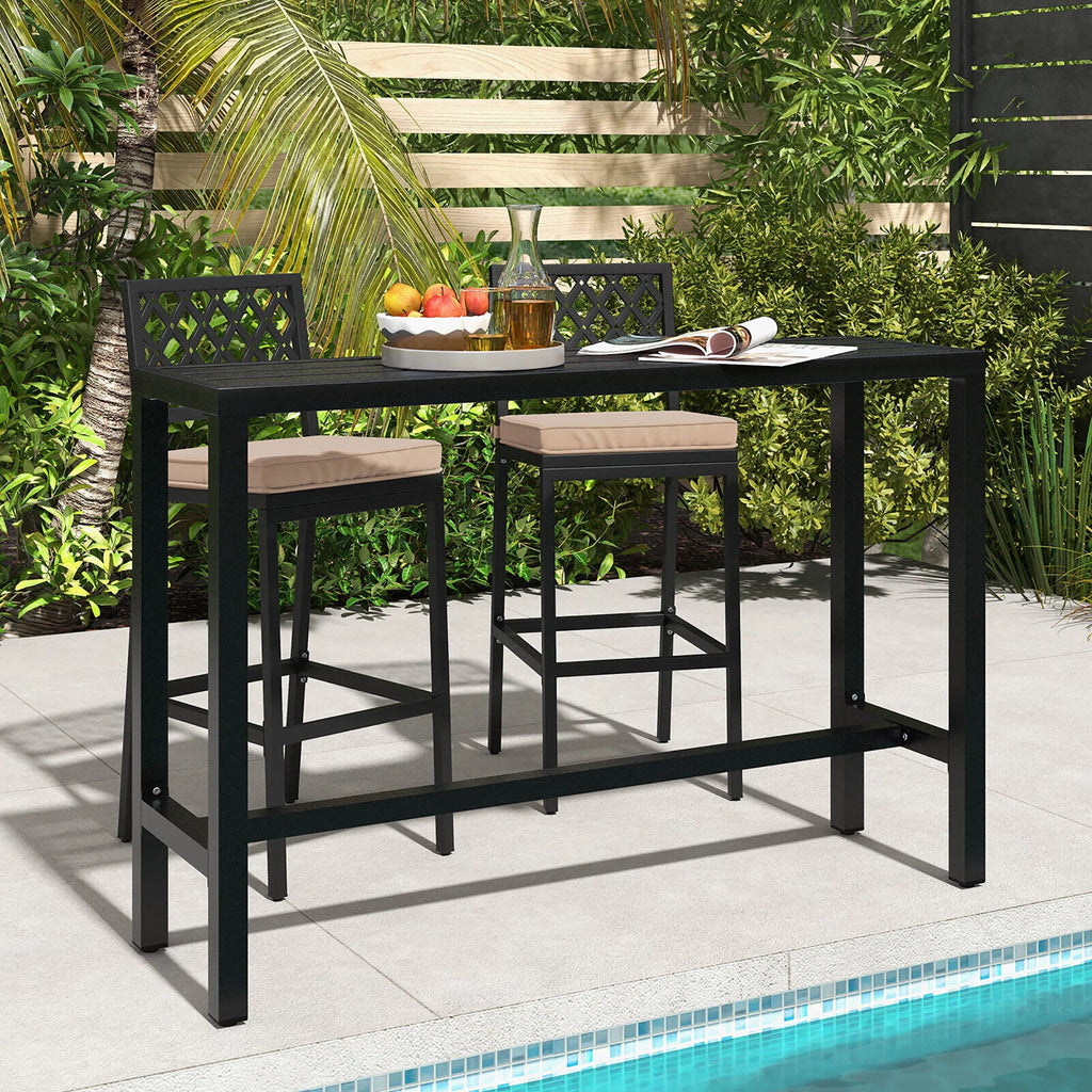 3PCS Outdoor Metal Bar Table & Chairs Set with Cushion F8430