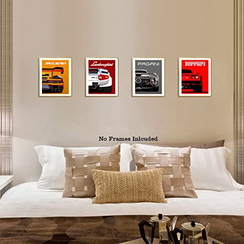 Car Wall Art Prints Set of 4 8"x10" Unframed E123128