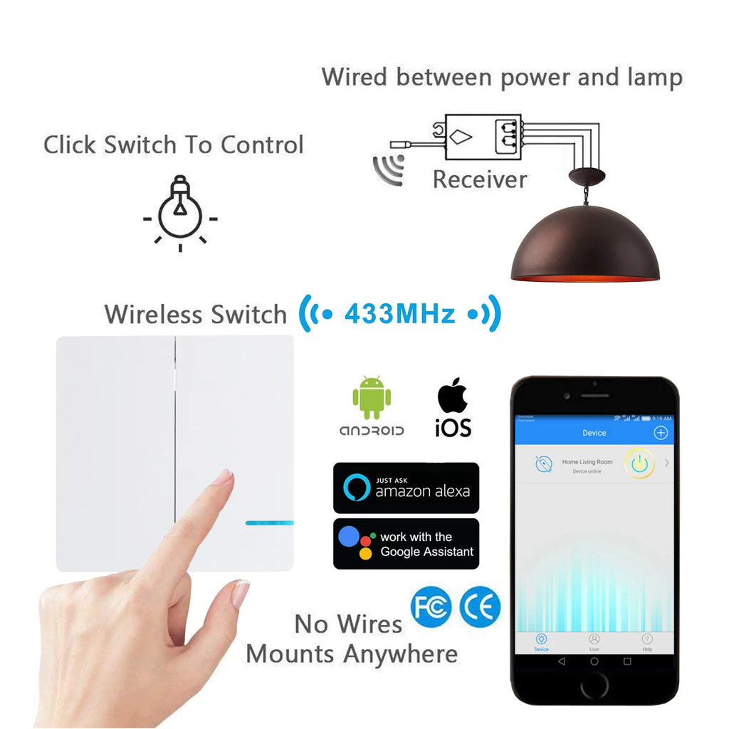 WiFi Wall Switch with 4x WIFI Receiver S35619