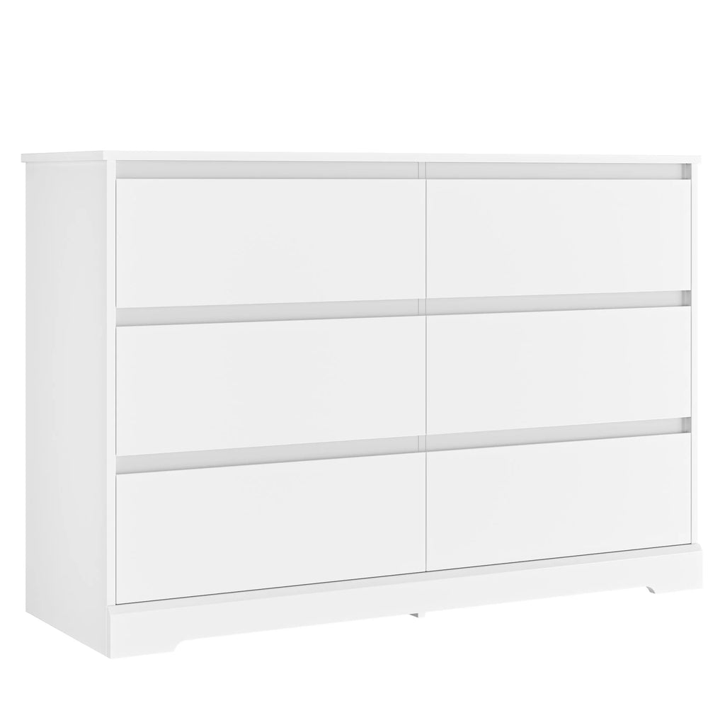 White 6 Drawer Wood Dresser B57662