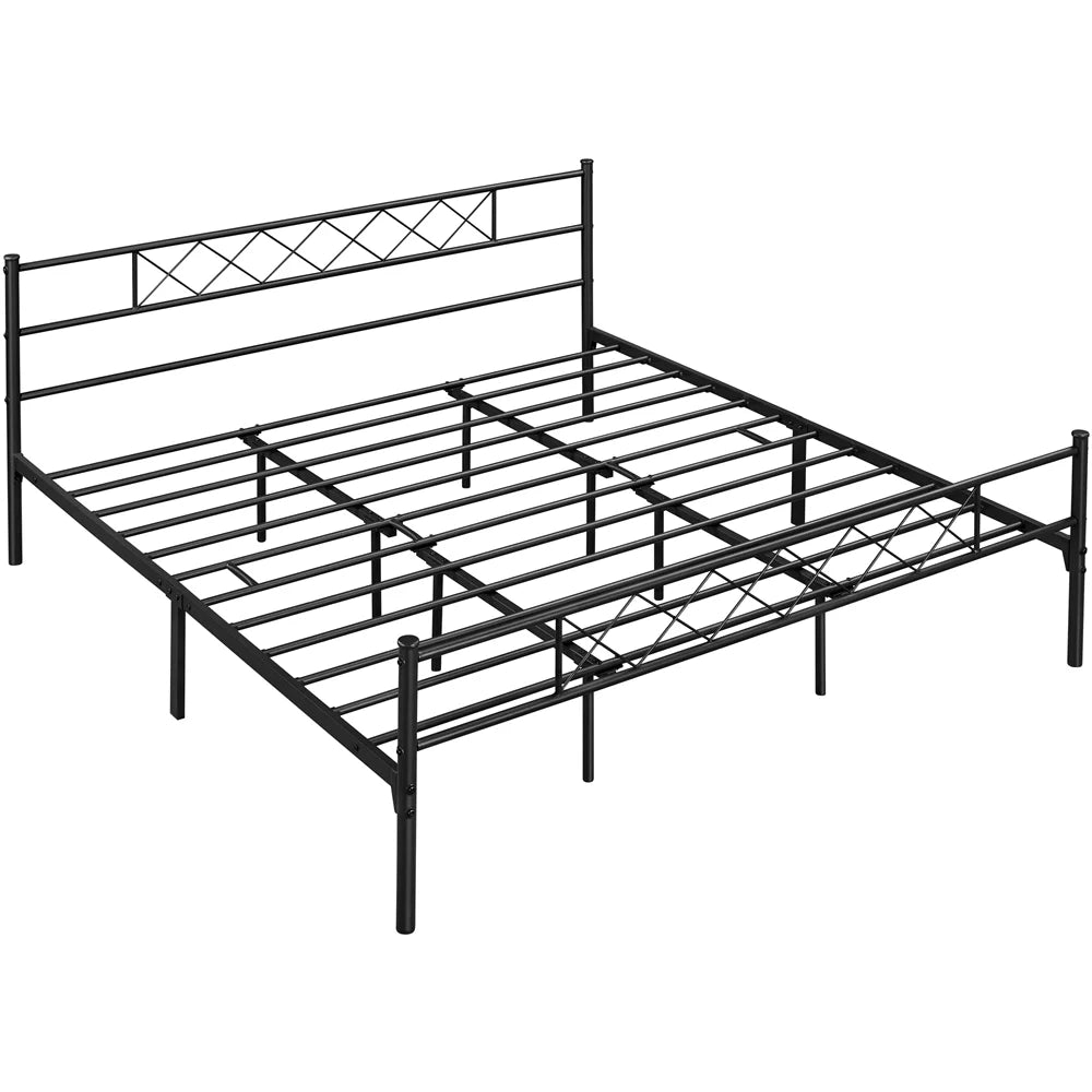 King Metal Slatted Bed Frame with Headboard & Footboard S397685