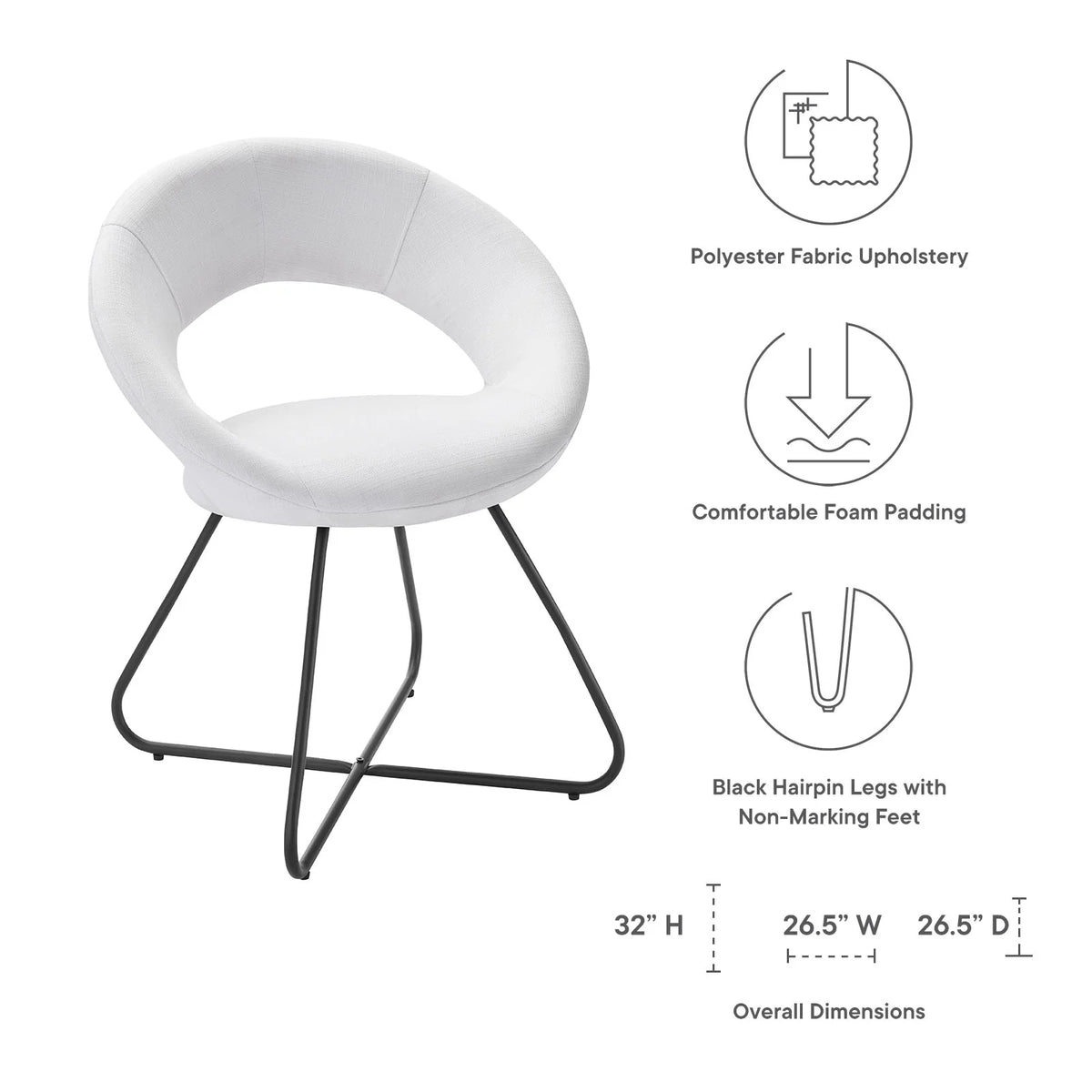 Upholstered Fabric Dining Chair Set of 2 Black White U184