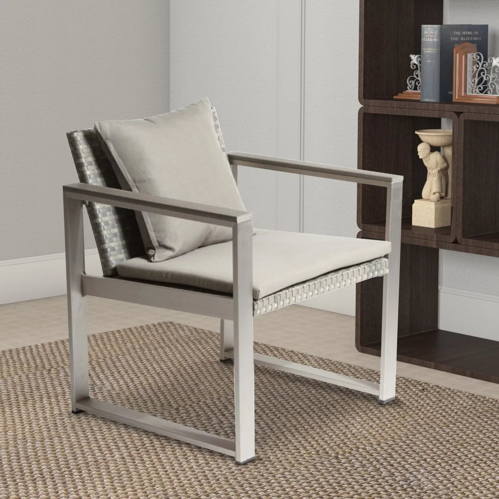 Aluminum Upholstered Cushioned Chair with Rattan G10522