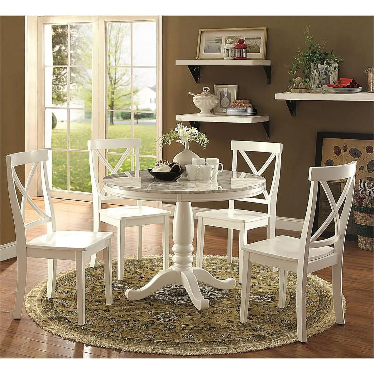 42-Inch White Wood Dining Table S6888
