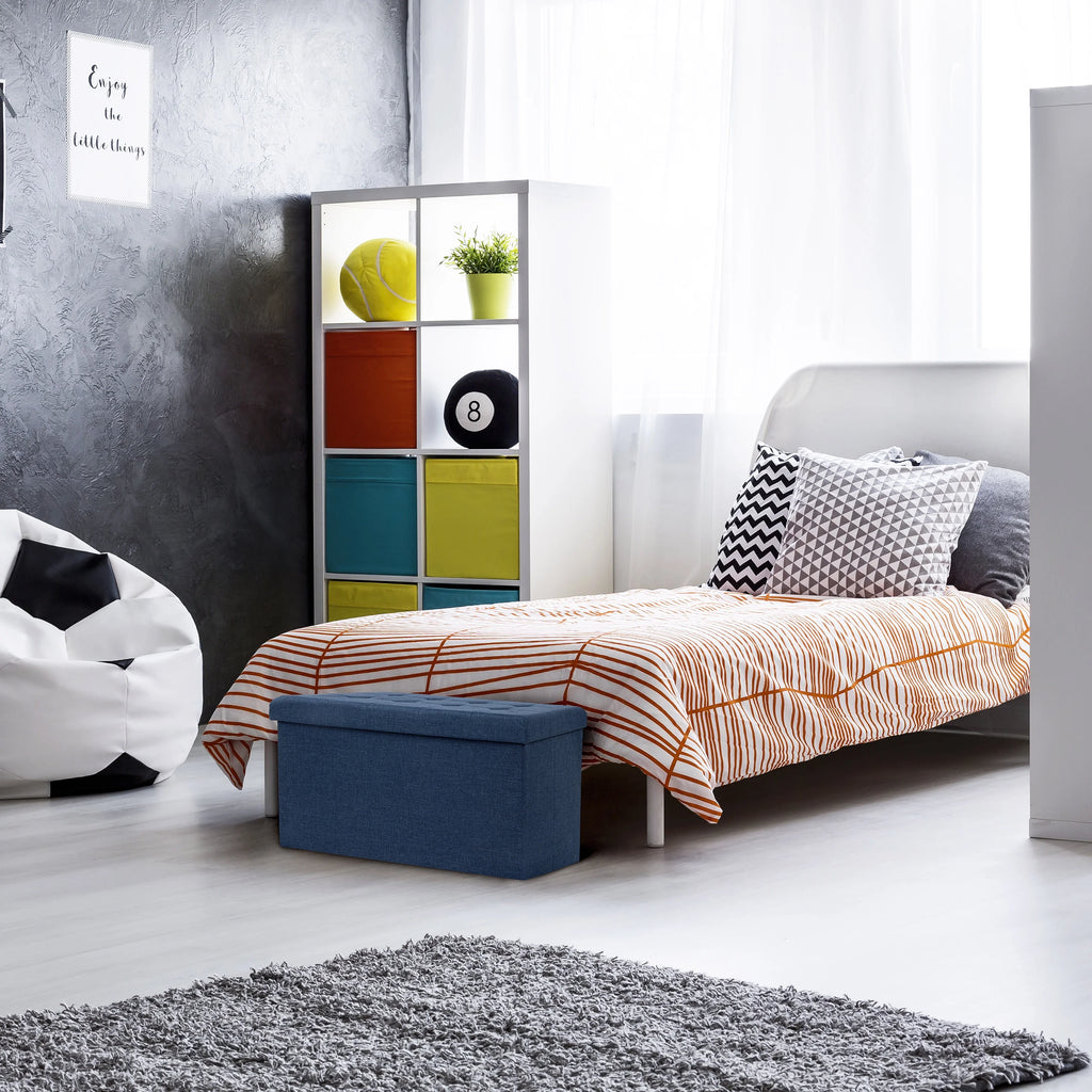 Cushioned Fabric Storage Ottoman Bench Z926481