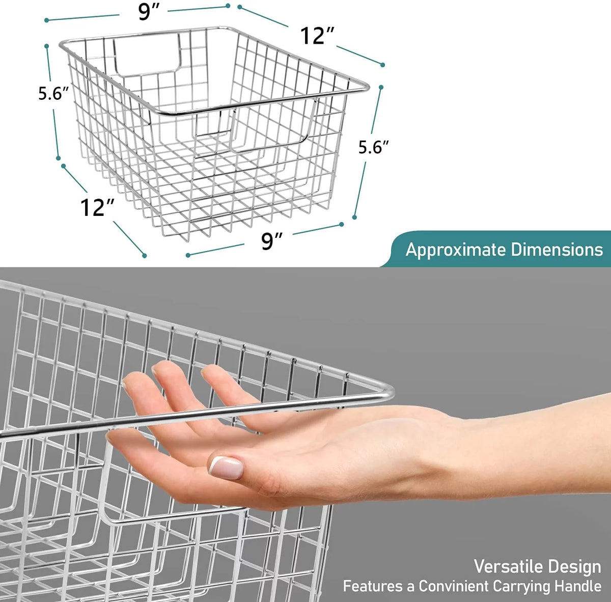 Metal Wire Storage Baskets 4-Pack Silver Q67204