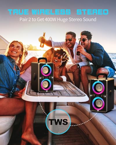 Portable Bluetooth Speaker 200W Peak with Subwoofer LED Light Z551498