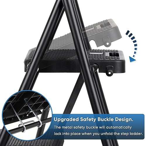 Black 3 Step Folding Steel Ladder B23969