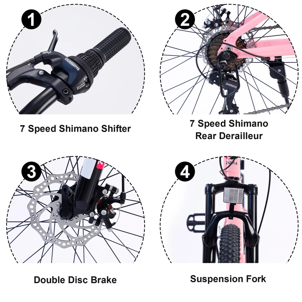 24 in 7-Speed Aluminum Mountain Bike with Double Disc Brake L82792