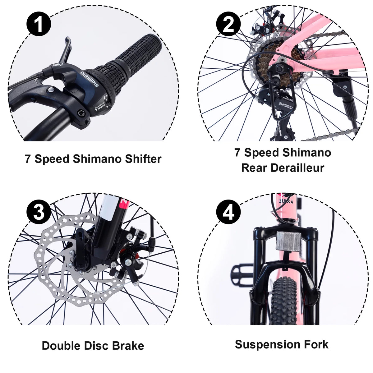 24 in 7-Speed Aluminum Mountain Bike with Double Disc Brake L82792