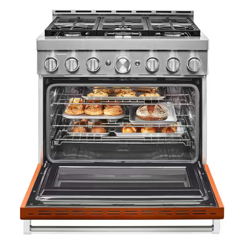 5.1 cu. ft. Smart Gas Range with Self-Cleaning and True Convection in Scorched Orange X351