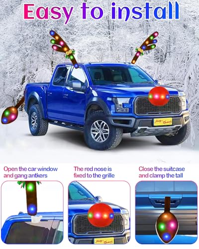 Christmas Reindeer Antlers Car Decoration Kit IP44 Waterproof LED Lights Multicolor T48167