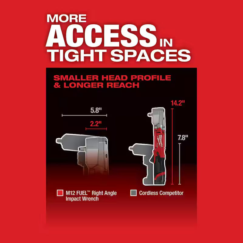12V Lithium-Ion Brushless Cordless 3/8 in. Right Angle Impact Wrench Kit with Two 2.0 Ah Batteries W574401