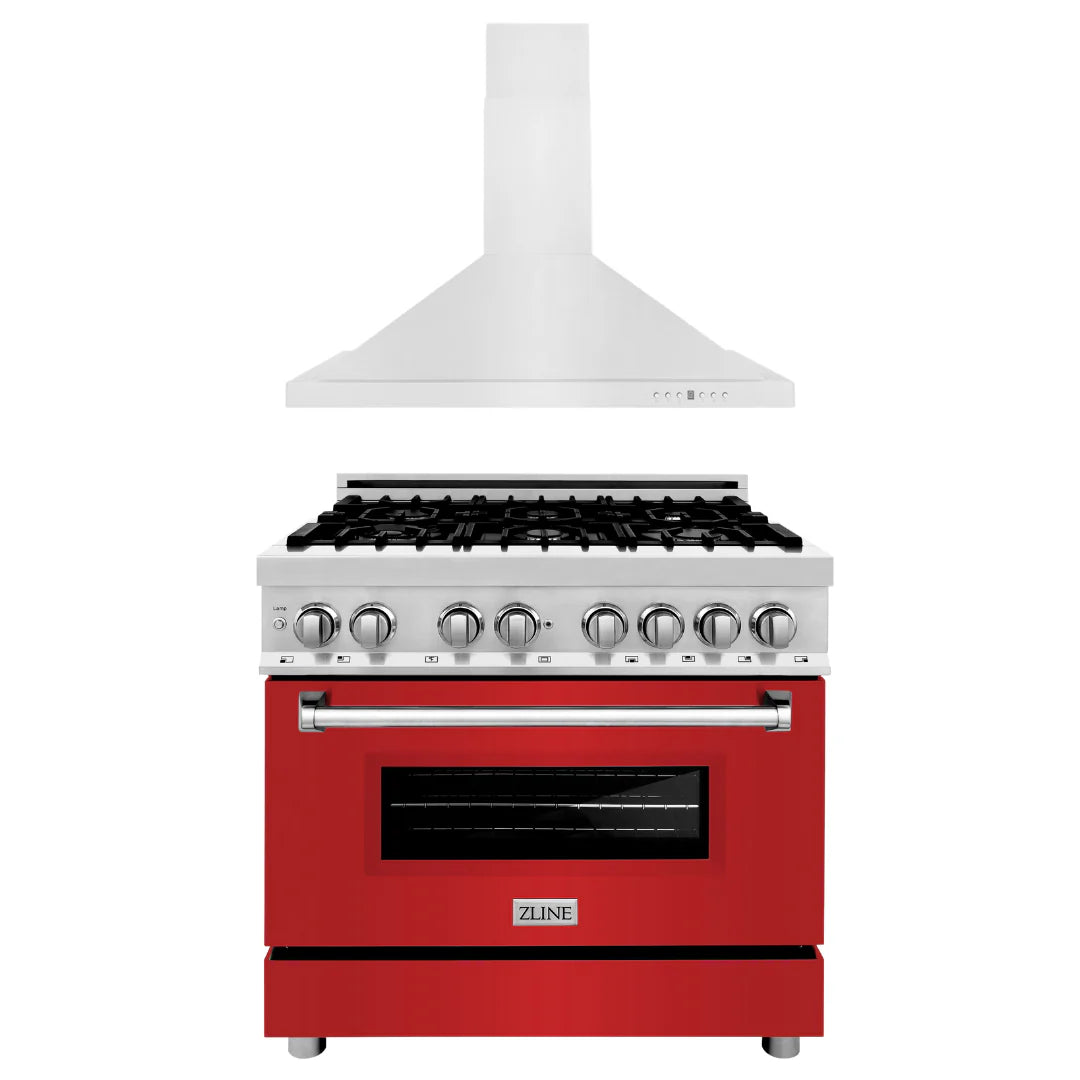 36 in. Dual Fuel Range with Range Hood Appliance Package X12884