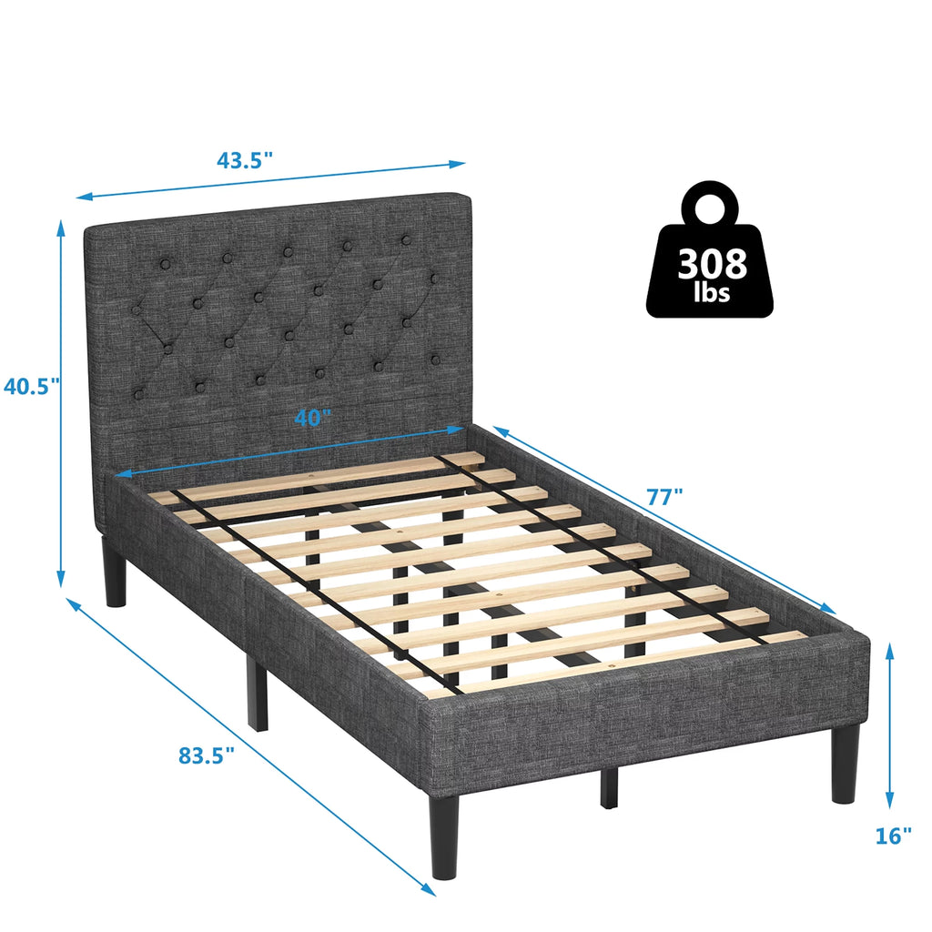 Twin Upholstered Bed Frame with Headboard P368850
