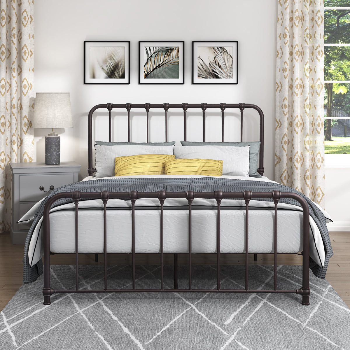 Metal Platform Bed Full Navy Blue J842305