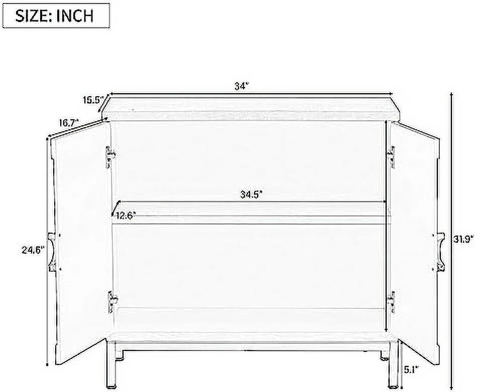 White Accent Cabinet with Metal Leg Frame T539