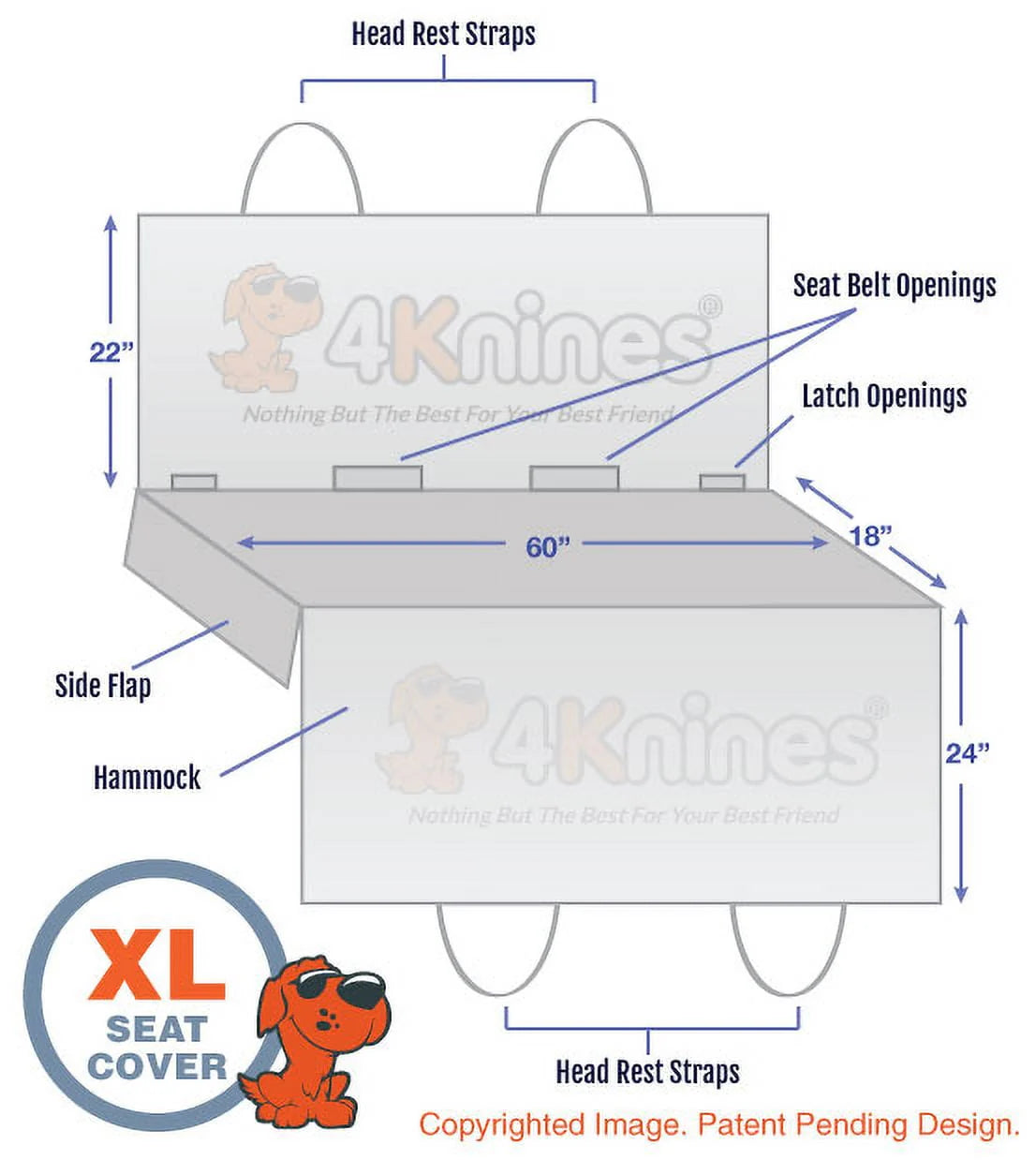 Grey X-Large Dog Seat Cover with Hammock A52737