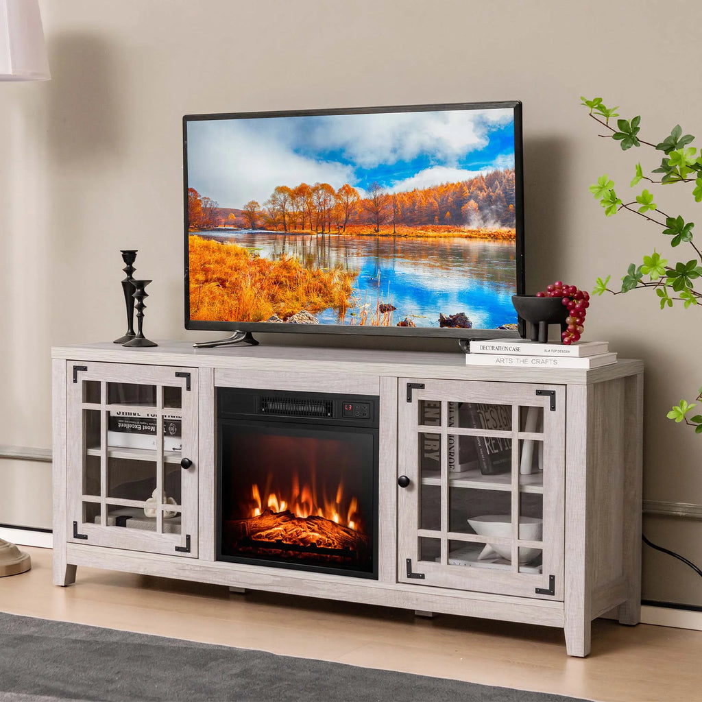 58 Inches Fireplace TV Stand with 1400W Electric Fireplace K578