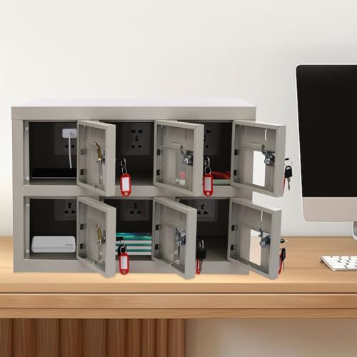 9 Bay Steel Cell Phone Locker with Charger and Key Lock A3901