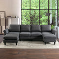 Charcoal Grey U-Shaped Sectional Couch with Chaise and Ottoman D788
