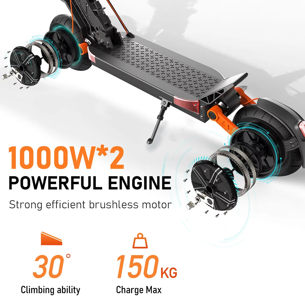 Dual Motor Electric Scooter, 2000W Up to 37 MPH & 50 Miles, 10 Off-Road Tires N283