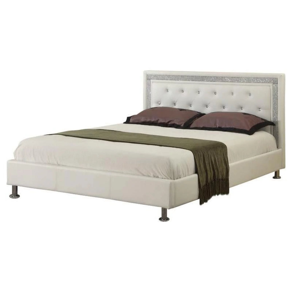 White Faux Leather Queen Bed N46028