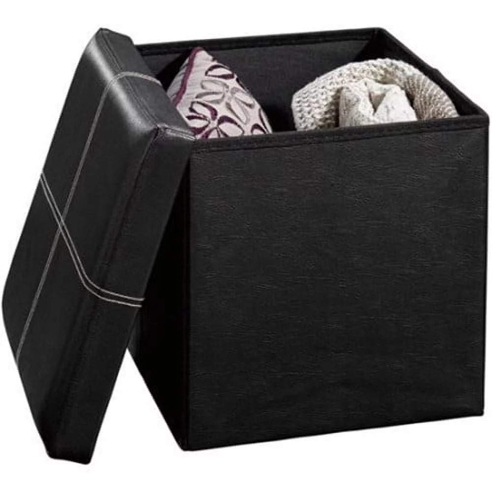 Black Folding Storage Ottoman Y440
