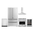 36 Gas Range, Wall Mount Range Hood, Dishwasher, Refrigerator with Ice Maker and Wine Cooler H742
