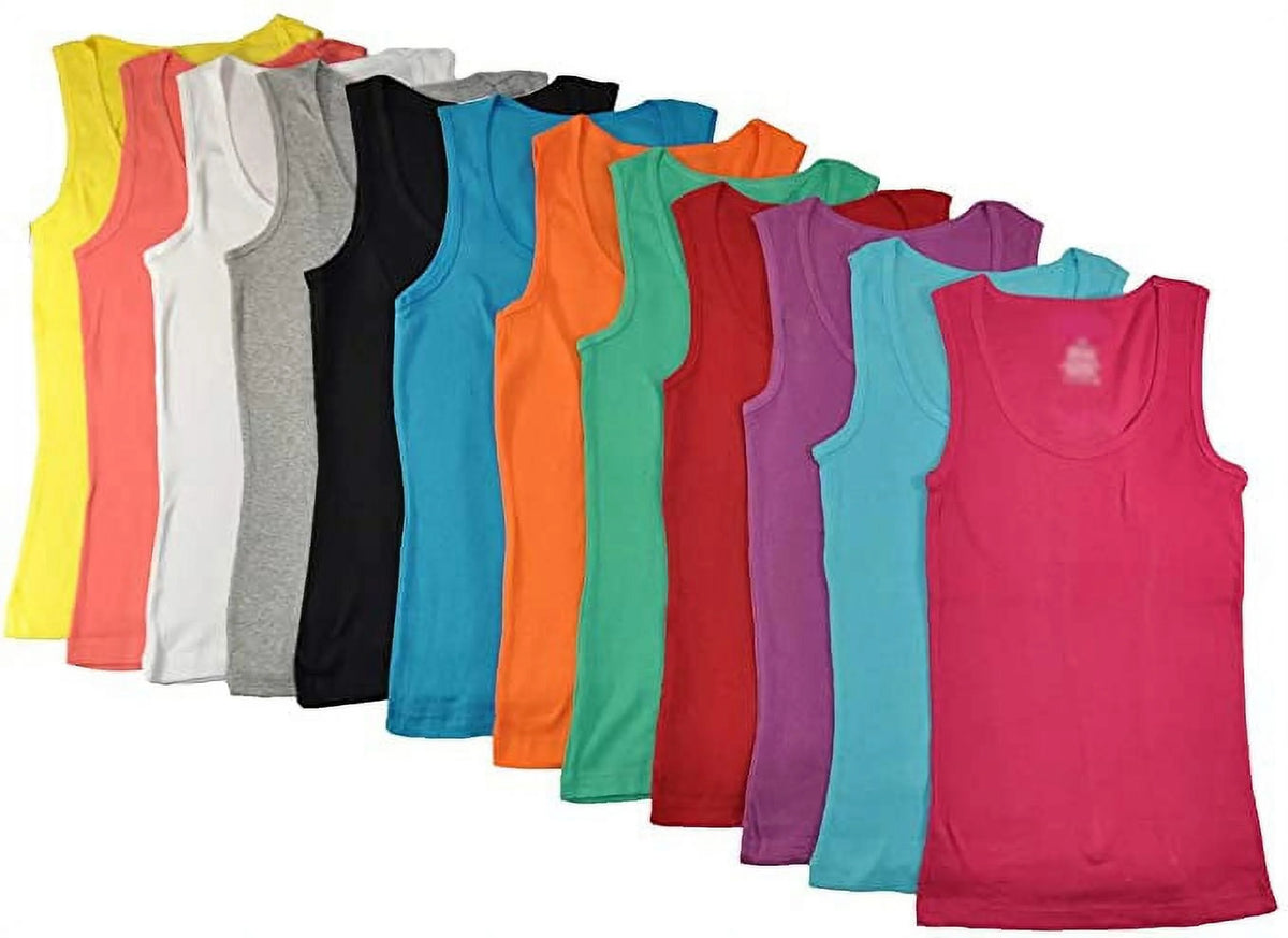 Ribbed 100% Cotton Tank Tops 12 Pieces Pack M4173