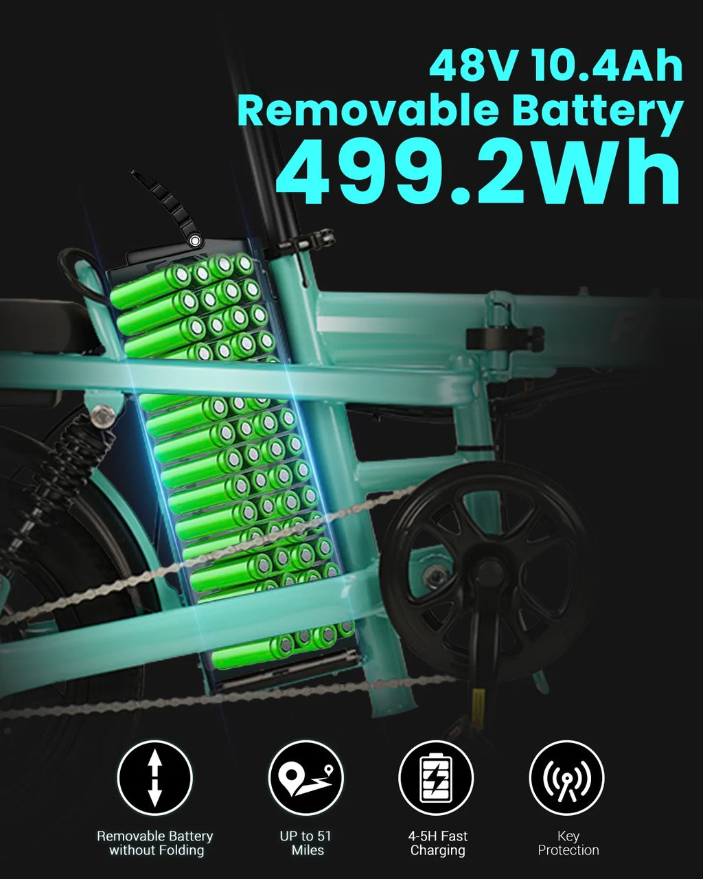 Folding Electric Bike with 400W Motor 48V10.4Ah Removable Battery G176679
