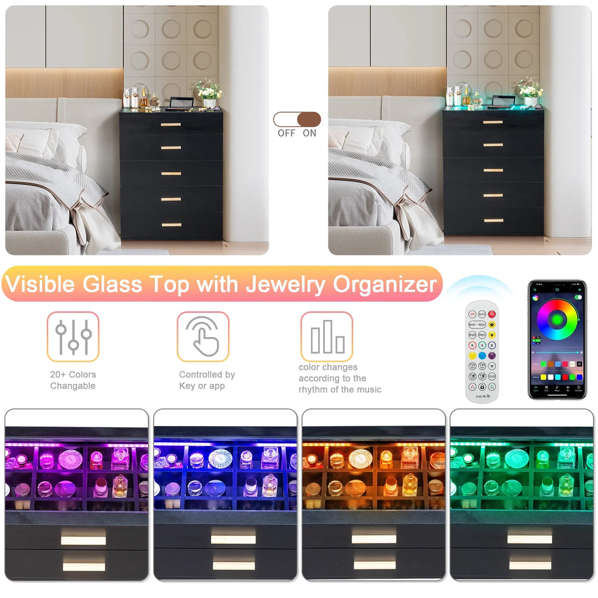 Black 5 Drawer Wood Dresser P344130