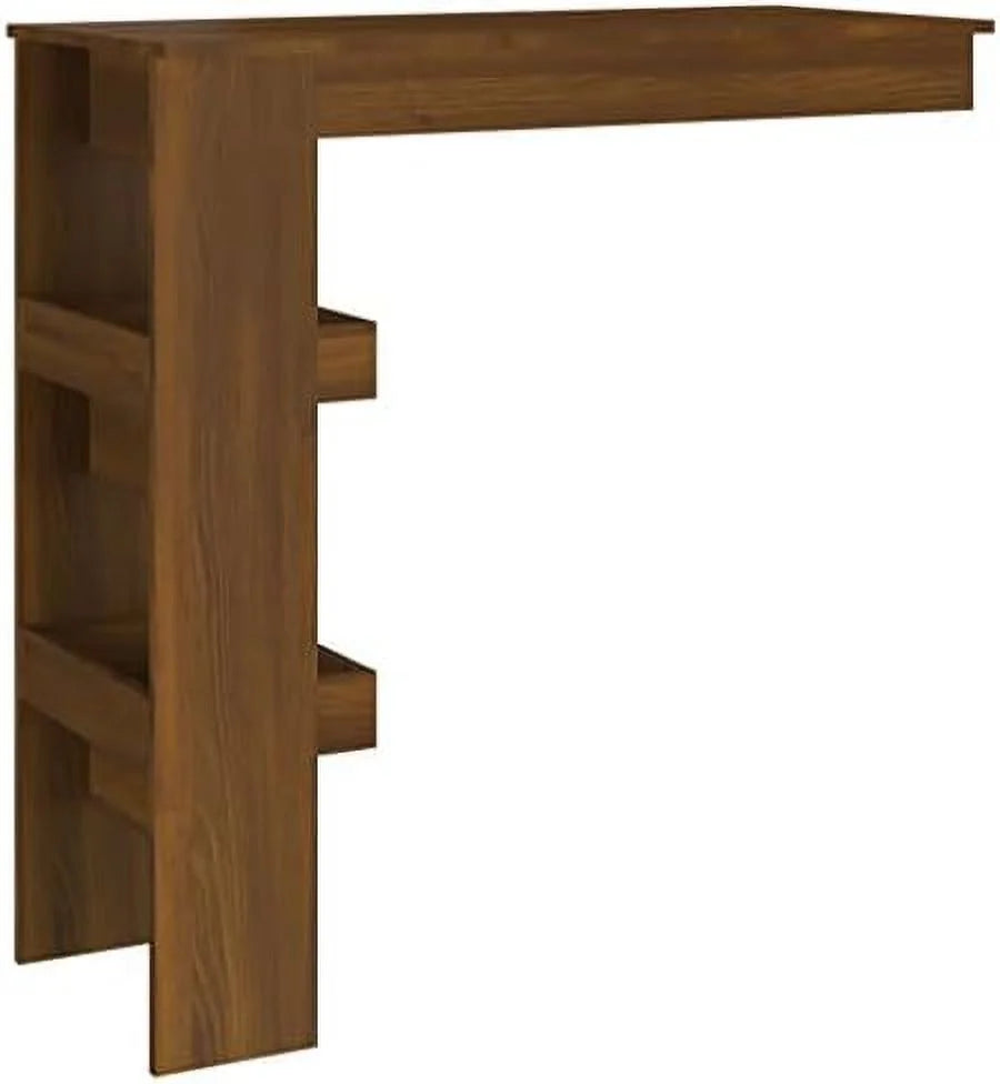 Black Engineered Wood Wall Table with Compartments H4056