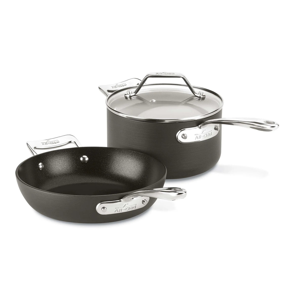 Hard Anodized Nonstick 2-Piece Fry & Sauce Pan Cookware Set J40878