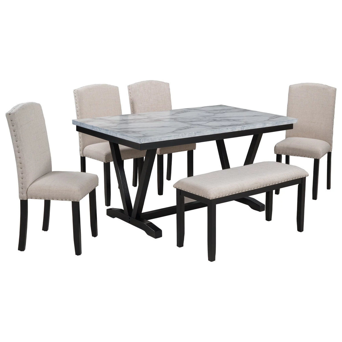 6-piece Dining Table with 4 Chairs & 1 Bench B1428