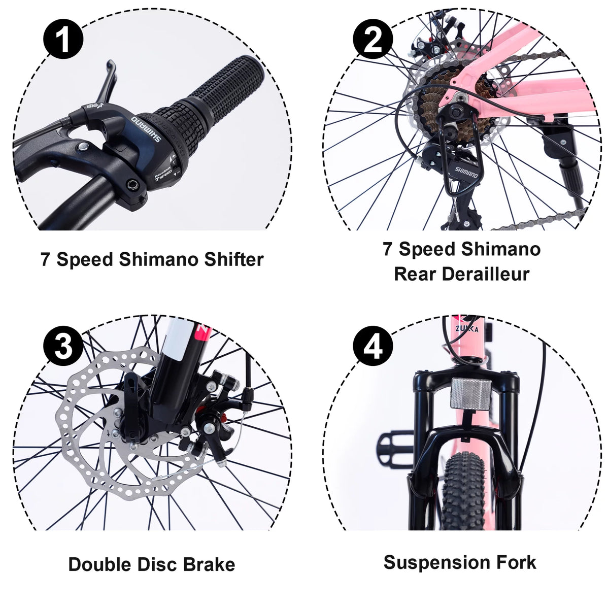 24 in 7-Speed Aluminum Mountain Bike with Double Disc Brake L82792