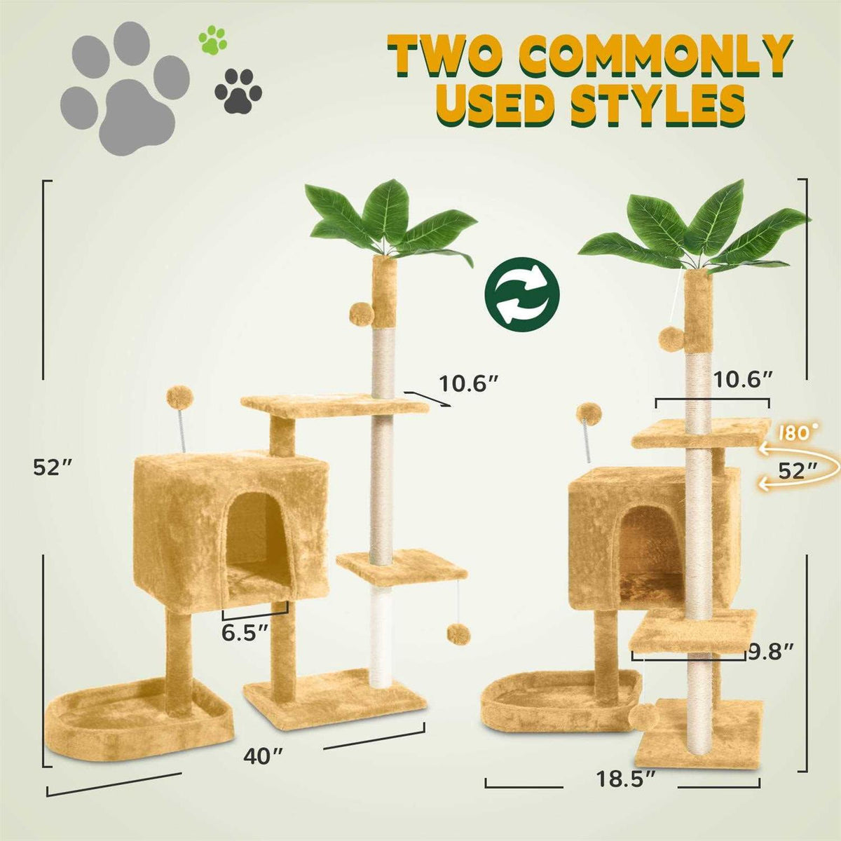 52in Cat Tree with Scratching Posts Plush Perch O14993