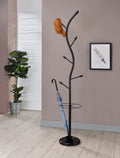 Black Metal Coat & Hat Rack with Umbrella Holder W9904