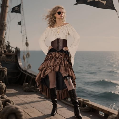 Pirate Costume Women Outfits Corset Skirt Top Accessories Q6338