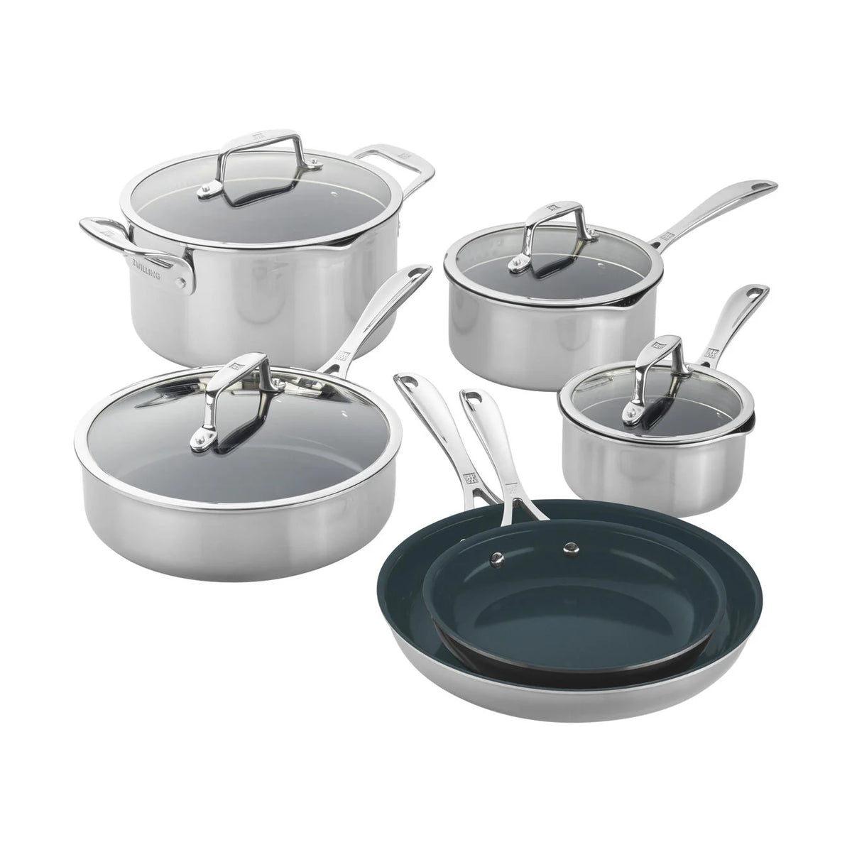 10 Pc Stainless Steel Ceramic Nonstick Cookware Set I983685