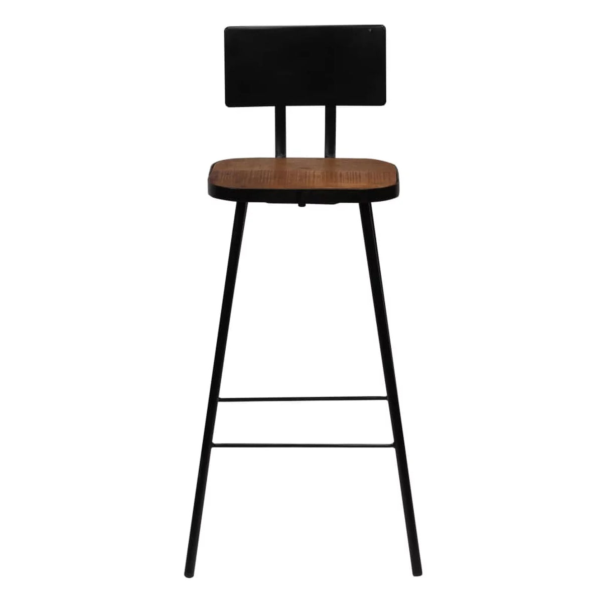 4 Piece Reclaimed Wood Bar Stools with Backrest Steel Frame X401