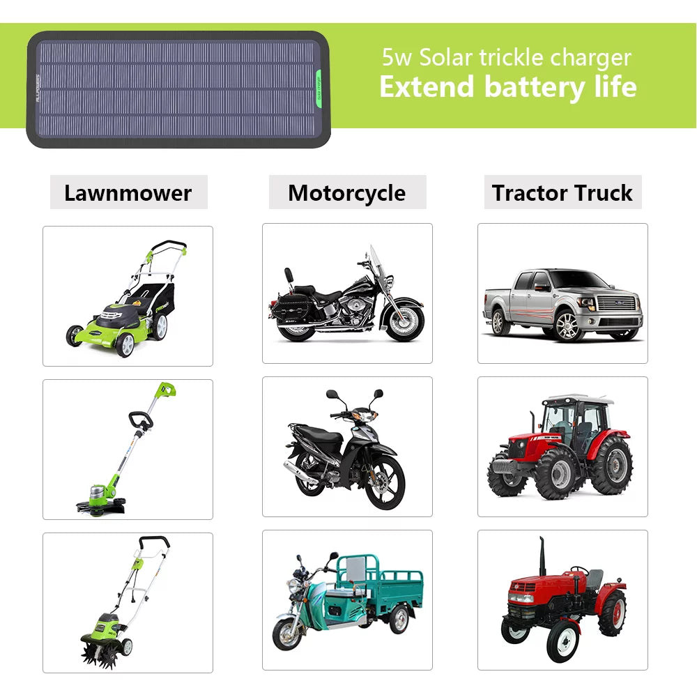 5W 12V 18V Solar Battery Maintainer Portable Solar Panel Kit R4094