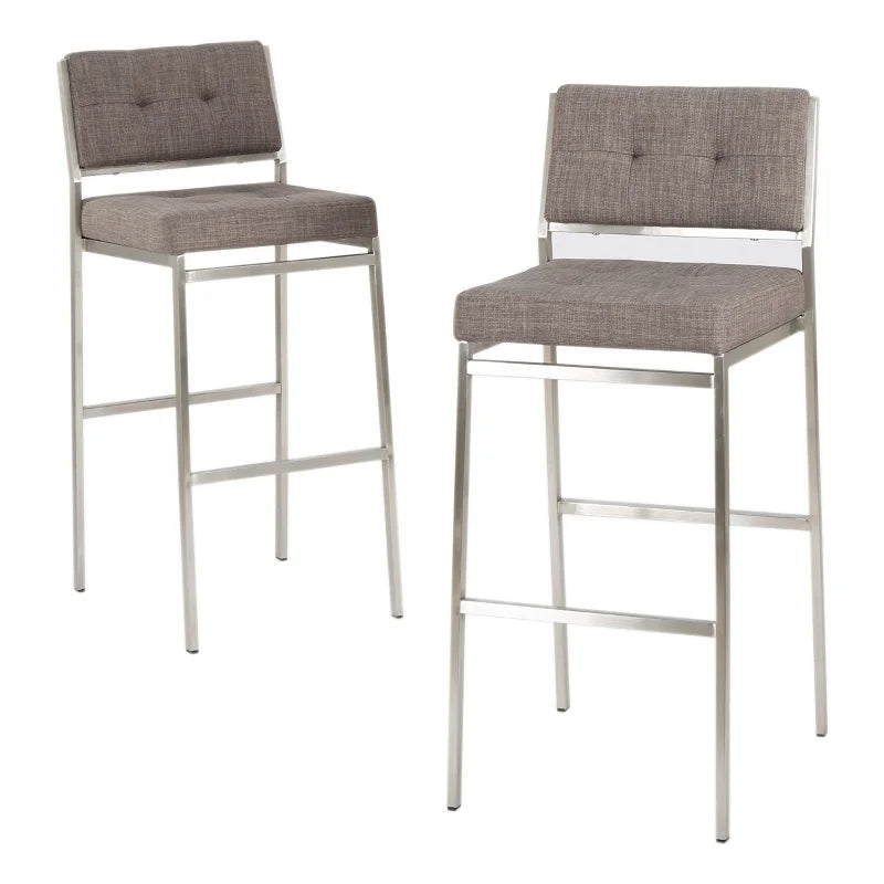 Light Grey Fabric Barstools Set of 2 J654573